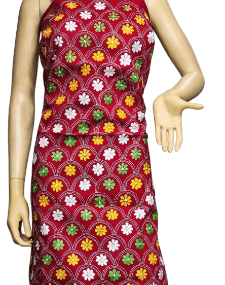 Red Ladies Churidar, Kantha Stich