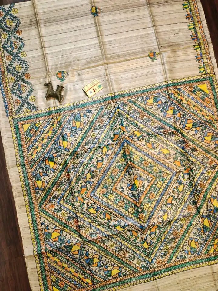 Special stitch work Tussar Saree
