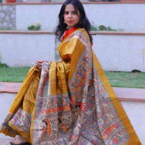 Yellow Tussar Saree