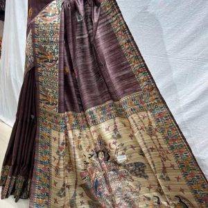 Brown Tussar Saree