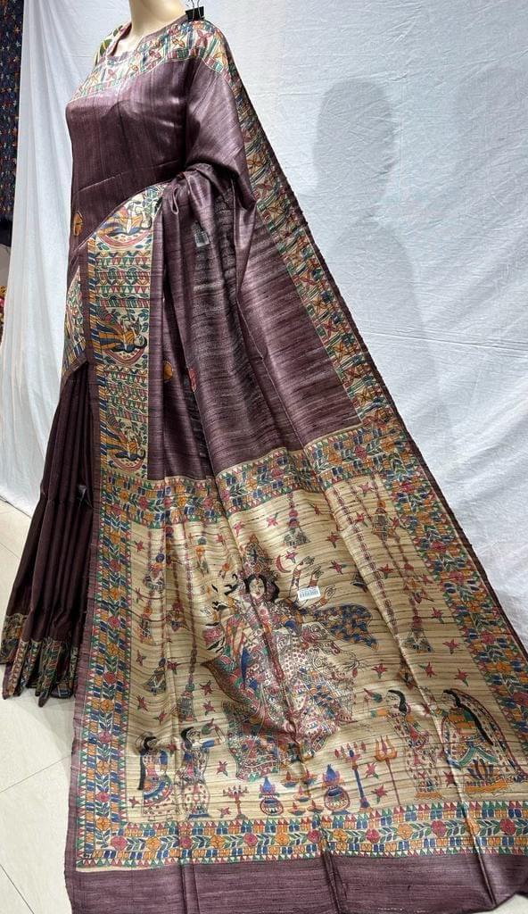 Brown Tussar Saree